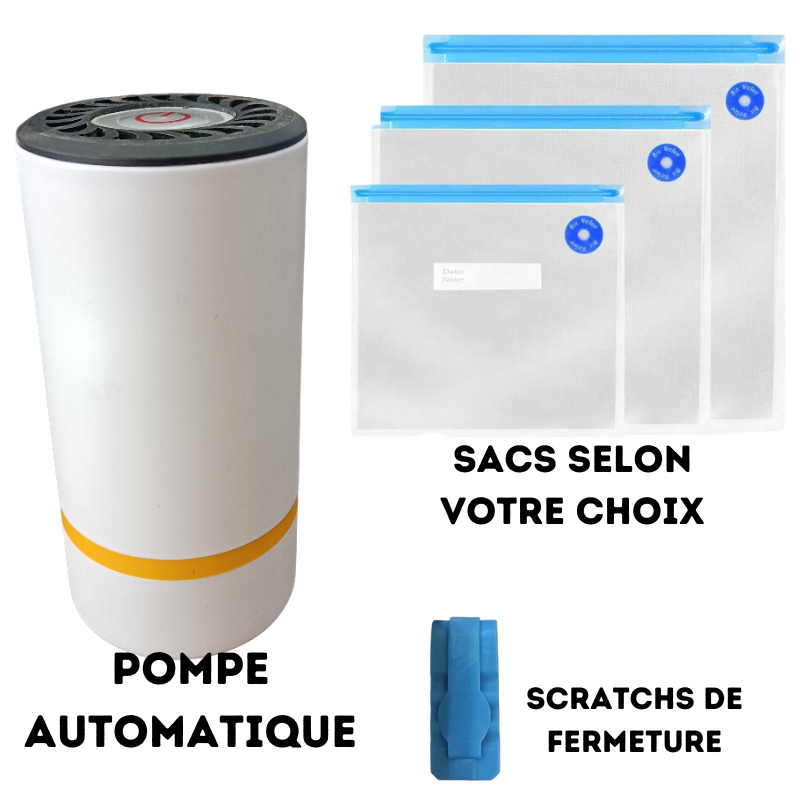 Pompe automatique + Ensemble de sacs rÃ©utilisables de conservation alimentaire